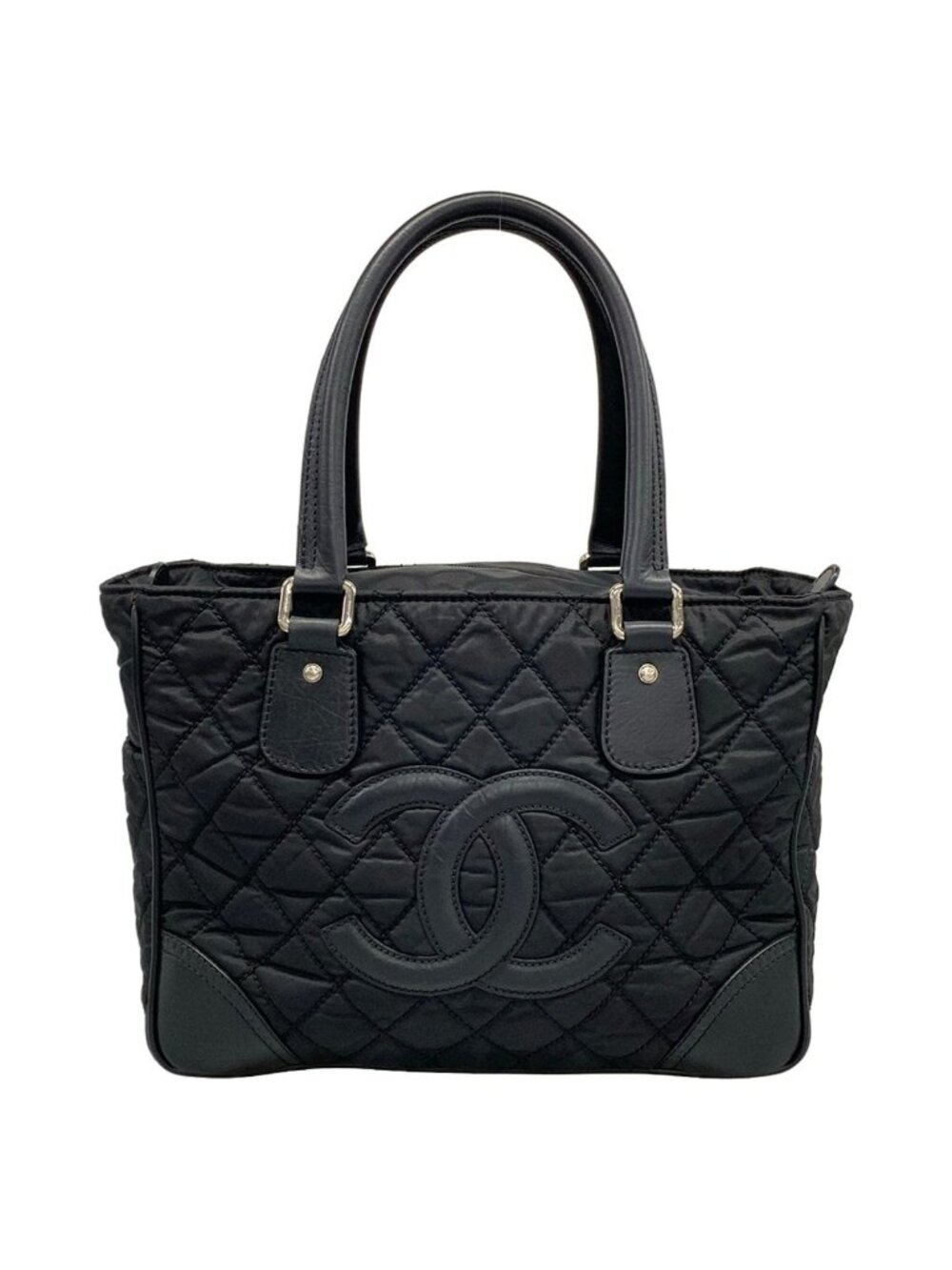 Chanel Tote Paris New York Line Black Silver Leather